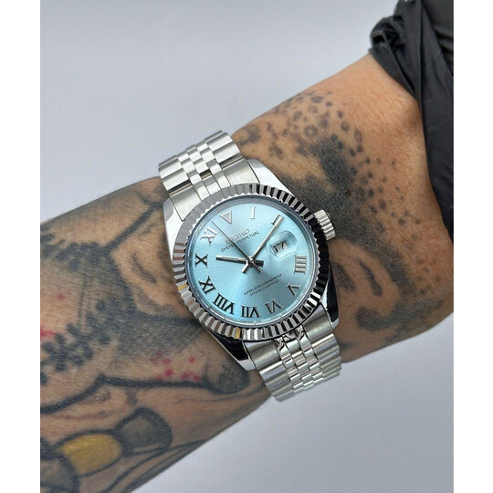 Custom Seiko Mod • Ice Blue Roman Silver DateJust • 31mm